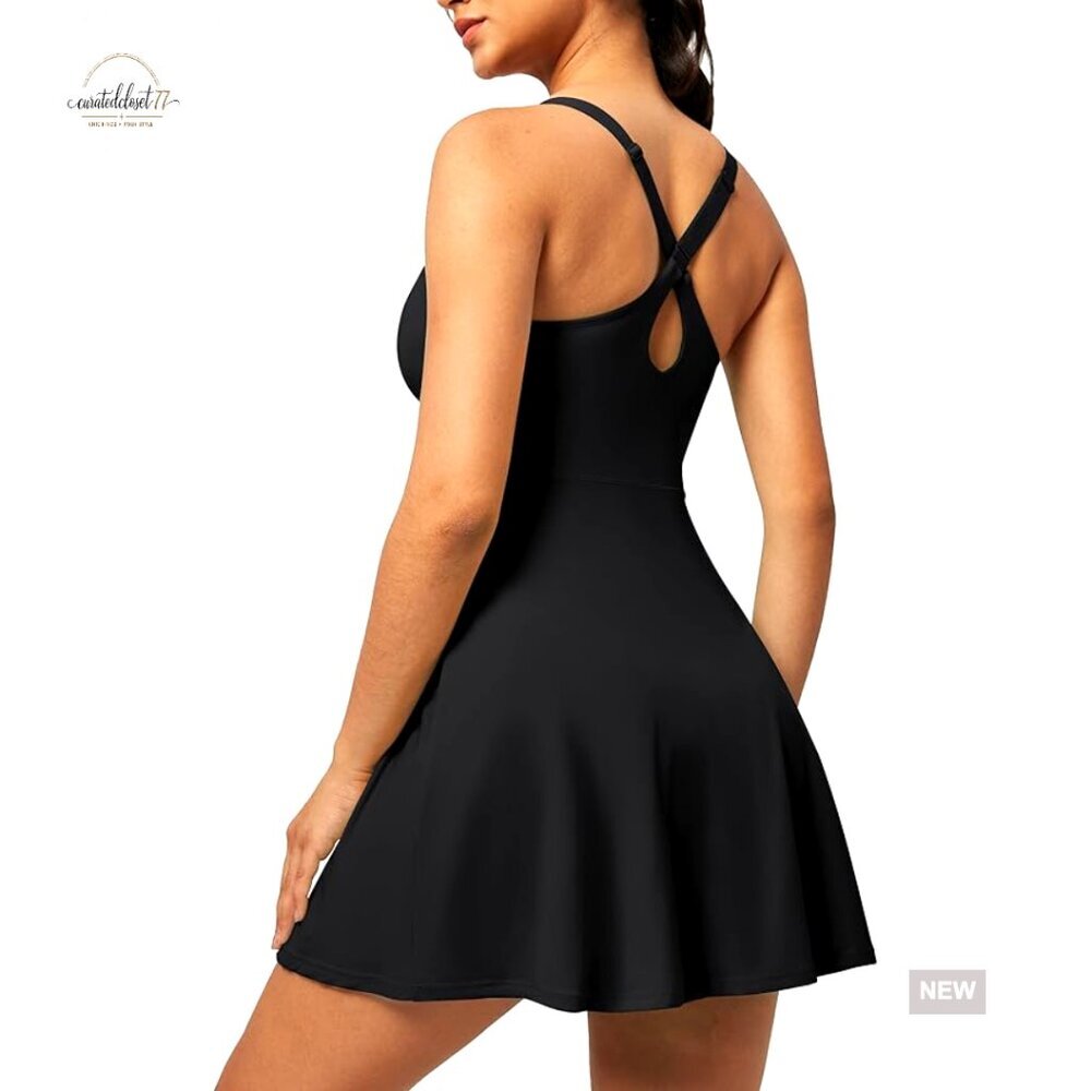 Athletic Dress with Built-In Shorts and Pockets for Tennis Golf Workouts